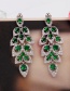 Fashion Green Leaf Shape Design Hollow Out Earrings