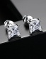Fashion White Square Shape Diamond Decorated Earrings