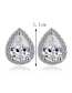 Fashion White Water Drop Shape Diamond Decorated Earrings