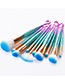 Fashion Blue+purple Hooks Shape Decorated Makeup Brush (10 Pcs )
