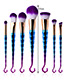 Fashion Blue+purple Hooks Shape Decorated Makeup Brush(7 Pcs)