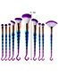 Fashion Blue+purple Sector Shape Decorated Makeup Brush(10 Pcs )