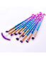 Fashion Blue+purple Hooks Shape Decorated Makeup Brush(10 Pcs )