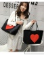 Fashion Black+red Heart Pattern Decorated Shoulder Bag (2 Pcs )