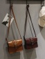 Vintage Light Brown Square Shape Decorated Shoulder Bag
