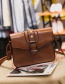 Vintage Dark Brown Square Shape Decorated Shoulder Bag