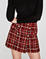 Fashion Red Grid Pattern Decorated Simple Skirt