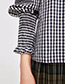 Fashion White+black Grid Pattern Decorated Long Sleeves Blouse