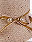 Fashion Khaki Pearls Decorated Fisherman Sunshade Hat
