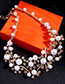 Vintage White Pearls&diamond Decorated Hollow Out Necklace