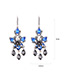 Vintage Blue Full Diamond Decorated Long Earrings