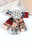 Trendy Pink Flower Shape Decorated Bowknot Brooch