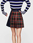 Fashion Navy Grid Pattern Decorated Mini Skirt