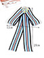 Trendy Blue Stripe Pattern Decorated Bowknot Brooch