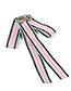 Trendy Pink Bee Decorated Stripe Design Bowknot Brooch