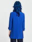 Fashion Blue Pure Color Decorated Long Coat