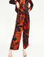 Fashion Orange Flower Shape Decorated Ultra-wide-leg Trousers