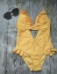 Sexy Yellow Pure Color Design Hollow Out Swimwear