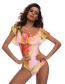 Sexy Multi-color Flowers Decorated Off-the-shoulder Swimwear