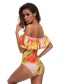 Sexy Multi-color Flowers Decorated Off-the-shoulder Swimwear