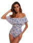 Sexy Blue Flowers Decorated Off Shoulder Swimwear