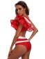 Sexy Red Stripe Pattern Decorated One-shoulder Swimwear
