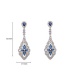 Exaggerated Blue Flowers Shape Design Long Earrings