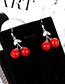 Fashion Red Cherry Shape Design Simple Earrings