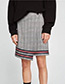 Fashion Gray Grid Pattern Decortaed Skirt