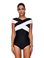 Sexy Black+white Color Matching Design Cross Shape Swimwear