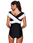 Sexy Black+white Color Matching Design Cross Shape Swimwear