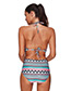 Sexy Blue Stripe Pattern Decorated Hollow Out Swimwear