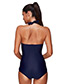 Sexy Navy Pure Color Design Off-the-shoulder Swimwear
