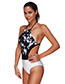 Sexy Black Flower Pattern Decorated Off-the-shoulder Swimwear