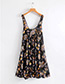 Fashion Black Flower Pattern Decorated Round Neckline Dress