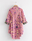 Fashion Pink Flower Shape Pattern Decorated Kimono