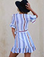 Fashion Light Blue Stripe Pattern Decorated Dress