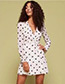 Fashion White Dots Shape Pattern Decorated V Neckline Dress