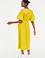 Fashion Yellow Pure Color Decorated Yellow Dress