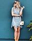 Fashion Gray Hollow Out Design Pure Color Dress