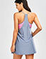 Sexy Blue Round Neckline Design Off-the-shoulder Swimwear(2pcs)