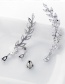 Fashion Silver Color Leaf Shape Design Tassel Earrings