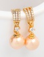 Fashion Champagne Round Shape Decorated Pearl Earrings