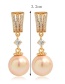 Fashion Champagne Round Shape Decorated Pearl Earrings