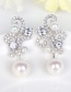 Fashion Silver Color Flower Shape Decorated Pearl Earrings