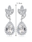 Fashion Silver Color Full Diamond Decorated Waterdrop Earrings