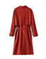 Fashion Red Pure Color Decorated Coat