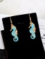 Fashion Blue Seahorse Shape Decorated Earrings