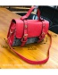Fashion Red Grid Shape Decorated Bag
