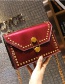 Fashion Claret-red Rivet Decorated Square Bag